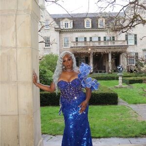 Blue Corset Prom Dress